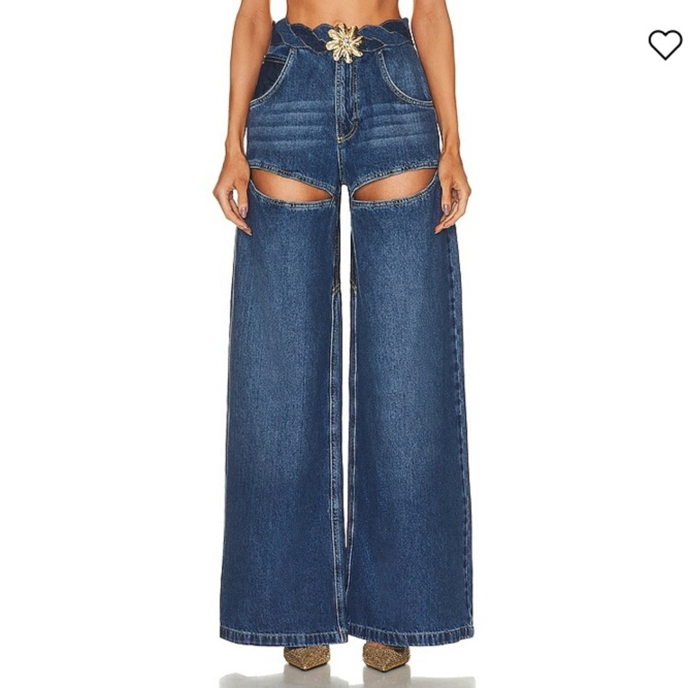 AREA Slit Jeans with Mussel Flower, HEMMED to 29” Inseam, size 30